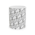Hand-Drawn Floral Pattern Ceramic Mug — Black Line Tulip Repeat (11oz, 15oz)