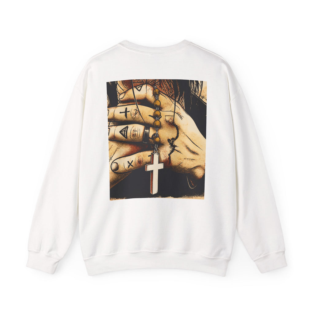 Obey The Hustle Crewneck Sweatshirt — "Respect the Struggle" Graphic Sweatshirt with Cross Back Art