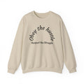 Obey The Hustle Crewneck Sweatshirt — "Respect the Struggle" Graphic Sweatshirt with Cross Back Art