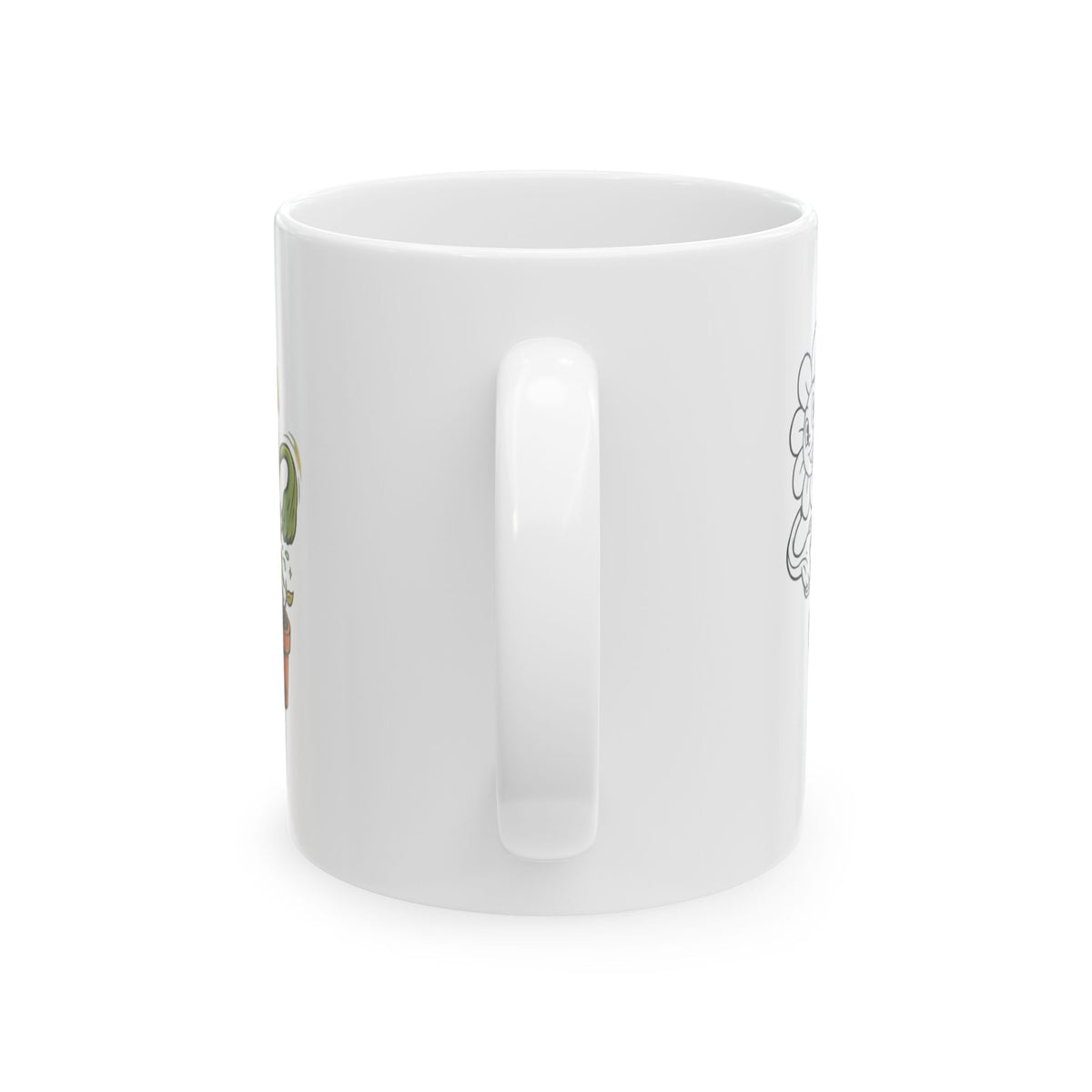 Floral Fox Ceramic Mug — Cute Hand-Drawn Flower & Fox Line Art (11oz, 15oz)
