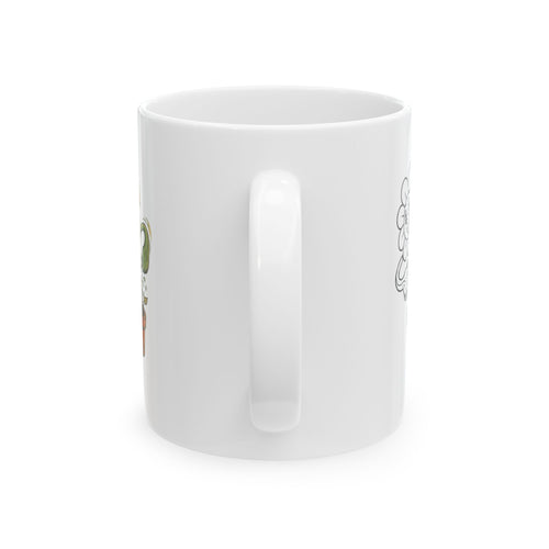 Floral Fox Ceramic Mug — Cute Hand-Drawn Flower & Fox Line Art (11oz, 15oz)