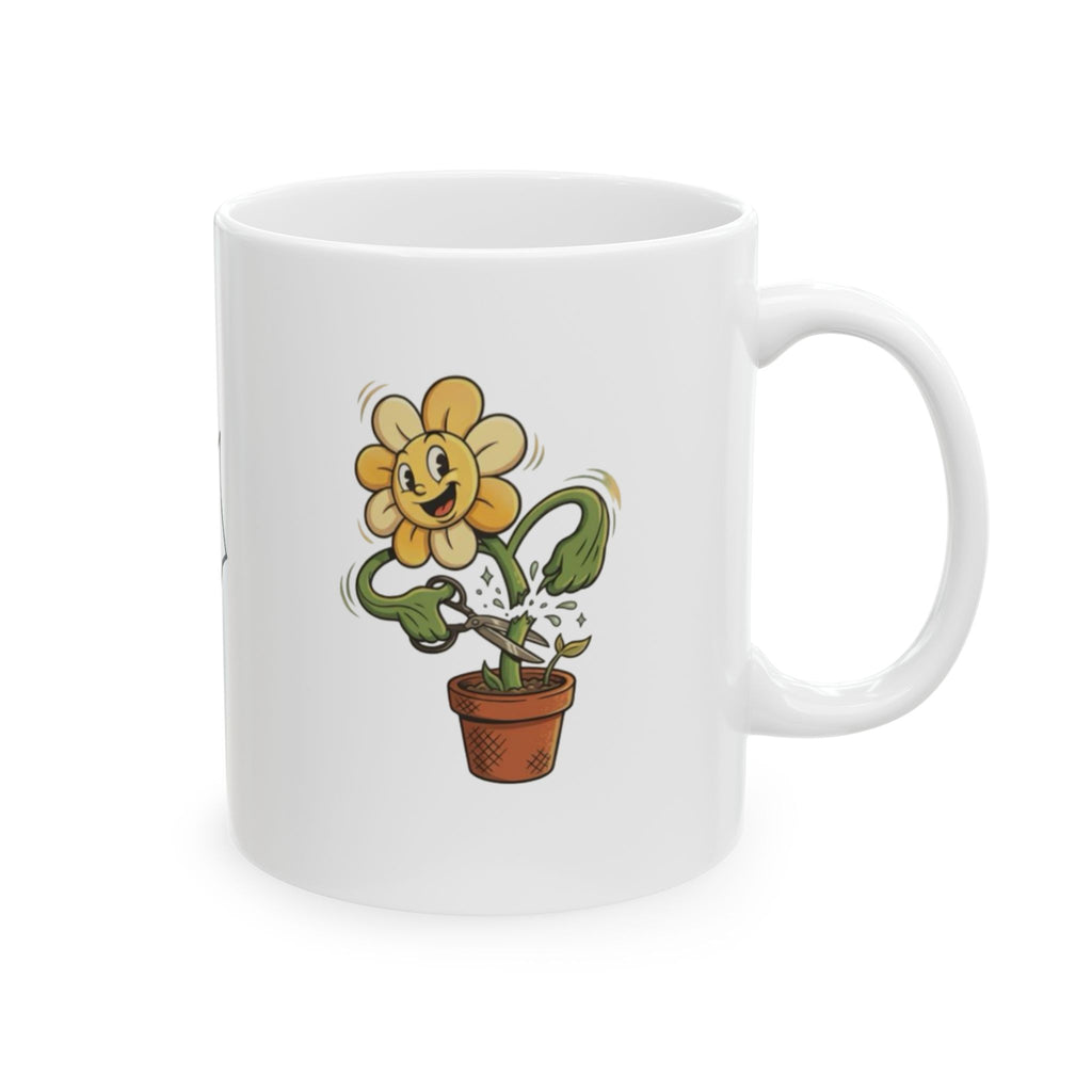 Floral Fox Ceramic Mug — Cute Hand-Drawn Flower & Fox Line Art (11oz, 15oz)